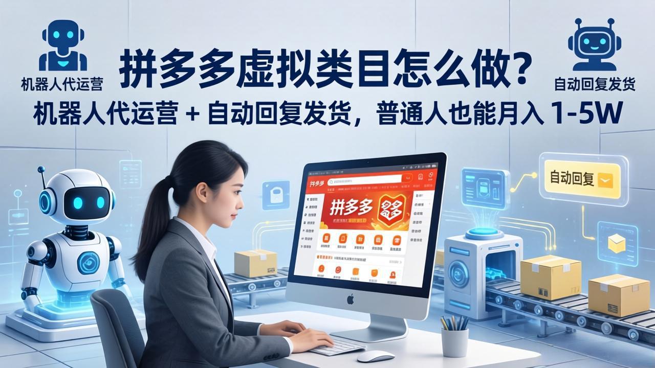 拼多多虚拟类目怎么做？机器人代运营 + 自动回复发货，普通人也能月入 1-5W-优创云