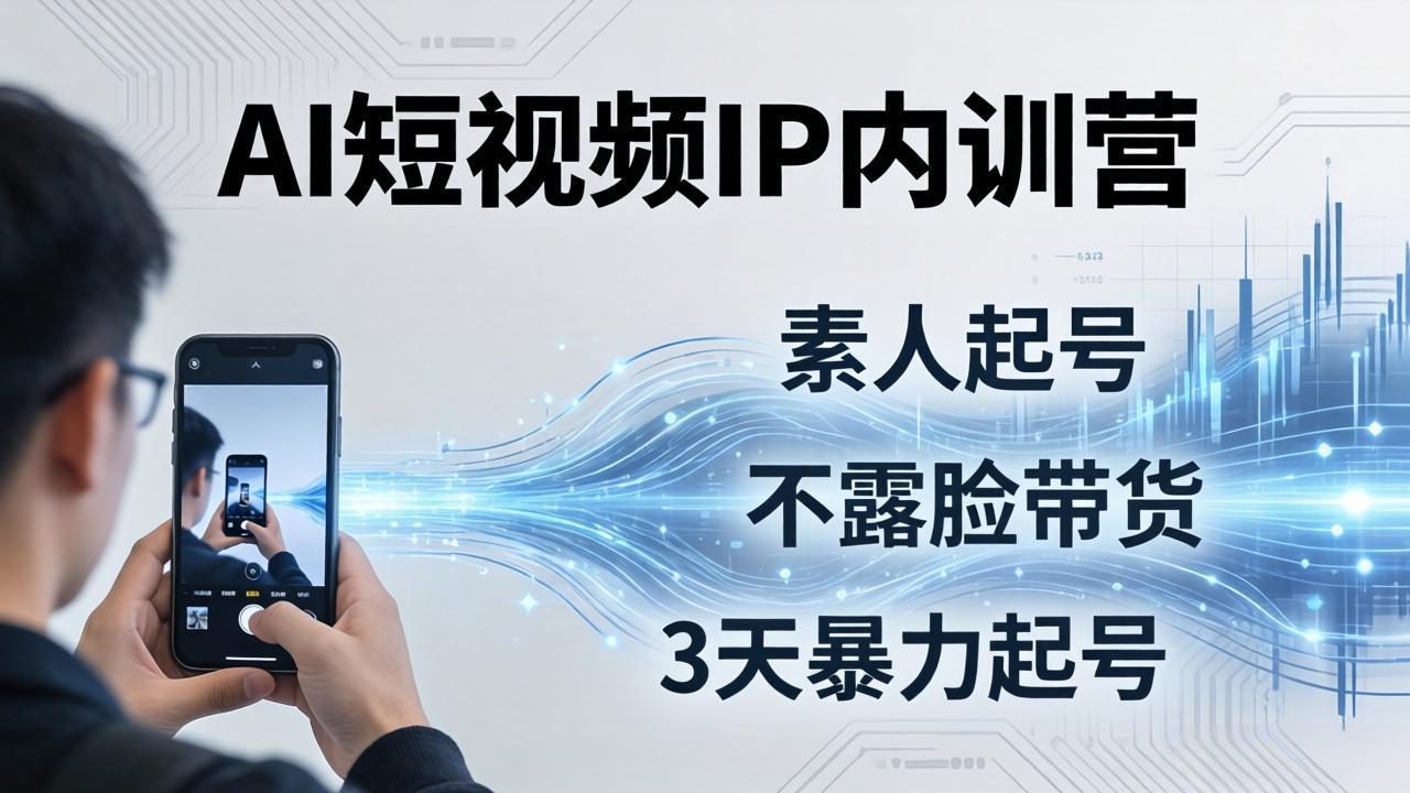 2026AI短视频IP内训营：从素人起号到不露脸带货，3天暴力起号全流程拆解-优创云