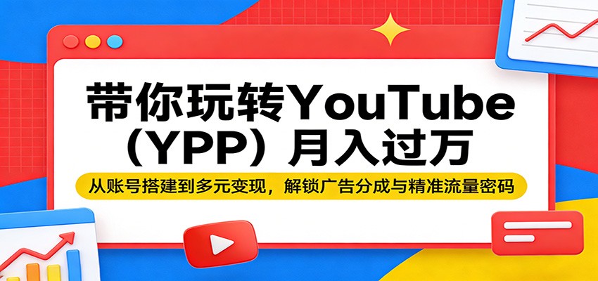 带你玩转YouTube(YPP)月入过万：从账号搭建到多元变现，解锁广告分成与精准流量密码-优创云