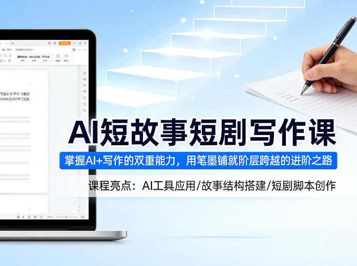 AI短故事短剧写作课，掌握AI+写作的双重能力，用笔墨铺就阶层跨越的进阶之路-优创云