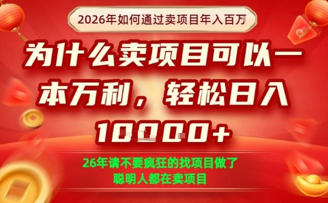 一单净利润1K+，26年想年入100个W，死磕卖项目就够了【揭秘】-优创云