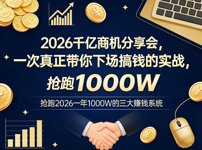 2026千亿商机分享会，一次真正带你下场搞钱的实战，抢跑2026一年1000W的三大賺钱系统-优创云