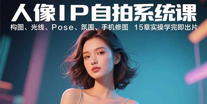 人像IP自拍系统课：构图、光线、Pose、氛围、手机修图 15章实操学完即出片-优创云