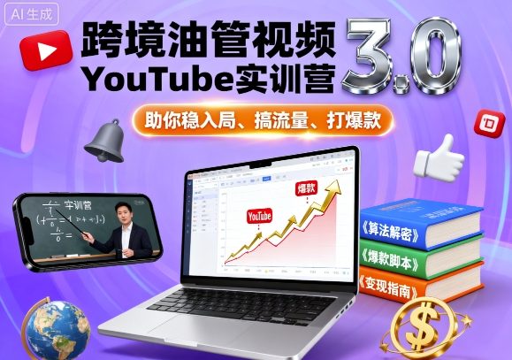 跨境油管视频YouTube实训营3.0，助你稳入局、搞流量、打爆款-优创云
