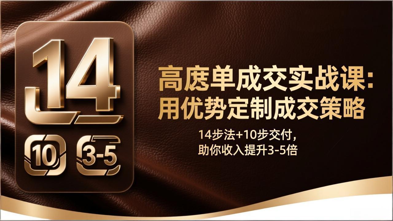 高客单成交实战课：用优势定制成交策略，14步法+10步交付，助你收入提升3-5倍-优创云
