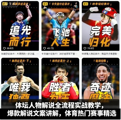 体坛人物解说全流程实战教学，爆款解说文案讲解，体育热门赛事精选-优创云