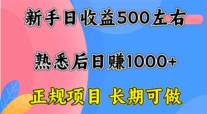 新手日收益500+ 正规项目 长期可做-优创云