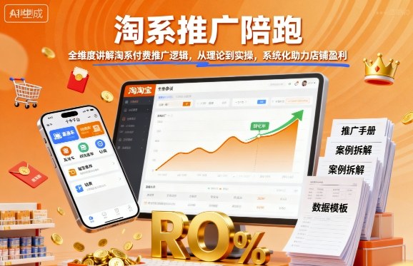 淘系推广陪跑，全维度讲解淘系付费推广逻辑，从理论到实操，系统化助力店铺盈利-优创云