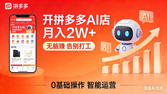 开一家拼多多AI店，月入2W+，无脑赚，告别打工，附SOP手册-优创云