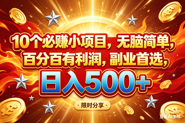 （18092期）10个必赚小项目，百分百赚米，无脑简单，副业首选，日入499+-优创云
