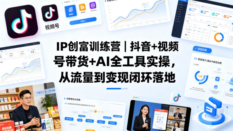 IP创富训练营｜抖音+视频号带货+AI全工具实操，从流量到变现闭环落地-优创云