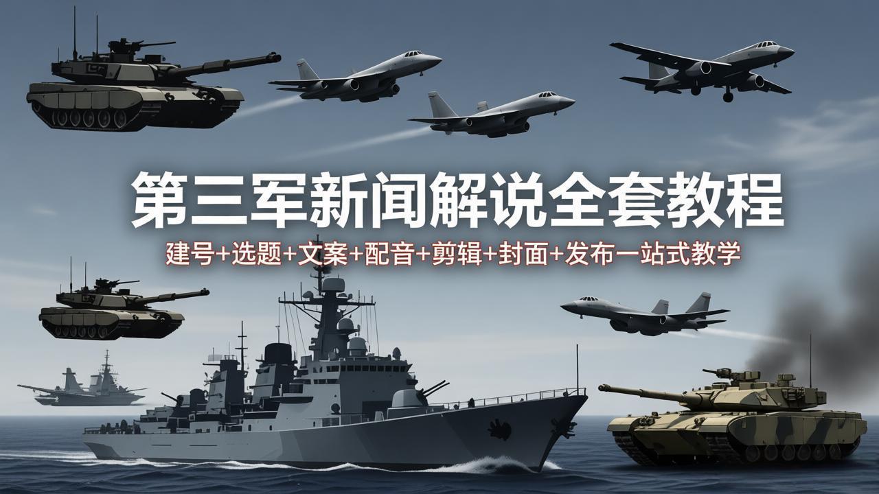 第三军迷新闻解说全套教程：建号+选题+文案+配音+剪辑+封面+发布一站式教学-优创云